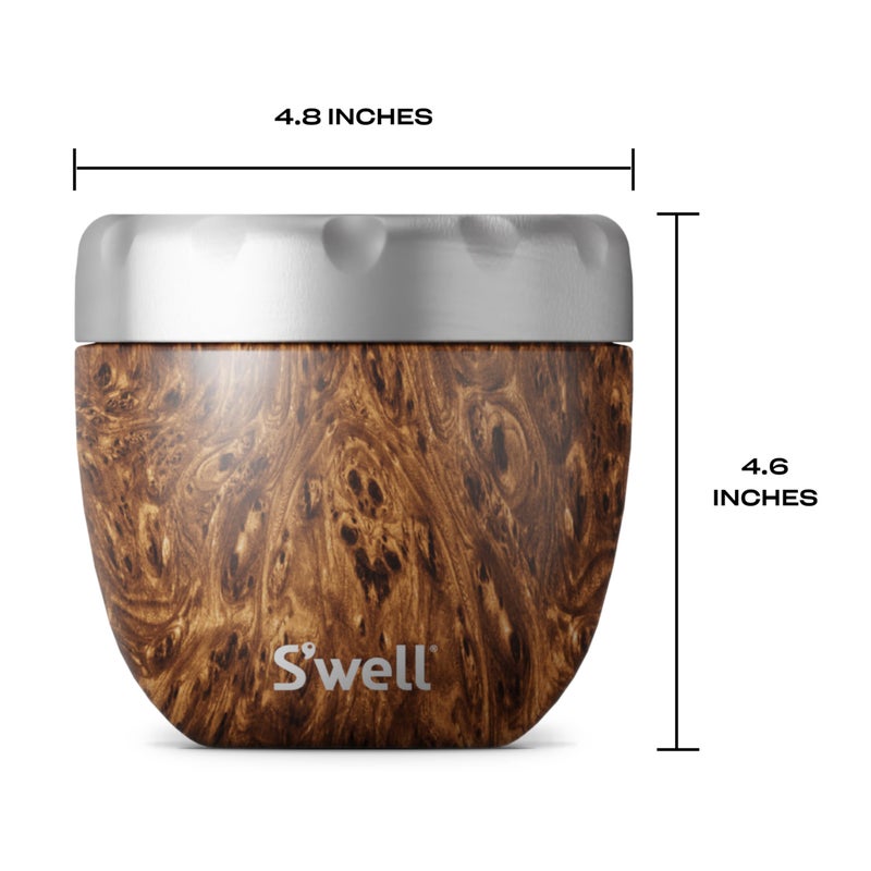 S'well س'ويل، أوعية طعام من الفولاذ المقاوم للصدأ 2 في 1، سعة 21.5 أونصة، خشب الساج - Image 4